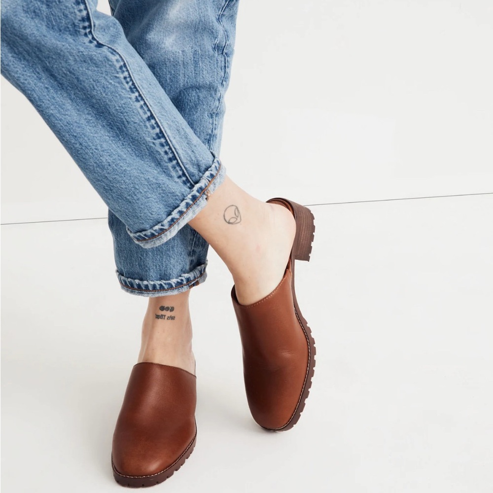 Madewell Mindy Lugsole Cognac Brown Leather Mules (Sold Out Online!)